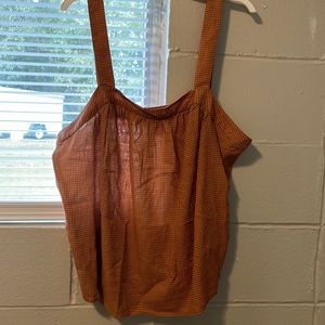 Brown/white polka dot wide strap top
